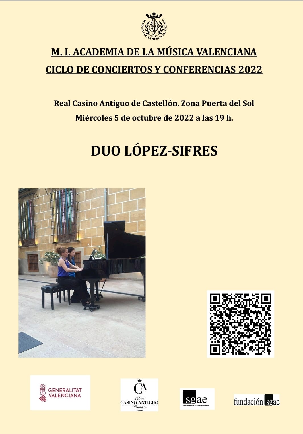 CONCIERTO DE PIANO A QUATRE MANS. DUO LÓPEZ-SIFRES- ACADEMIA DE LA MUSICA DE VALENCIA