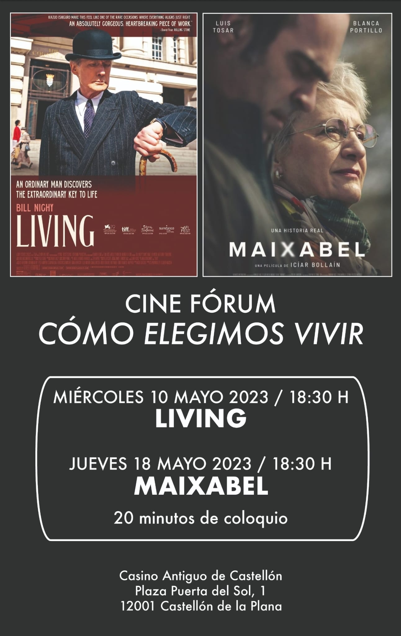 #miniciclo #cineforum #cómoelegimosvivir #RealCasinoAntiguo #CEU #Castellón