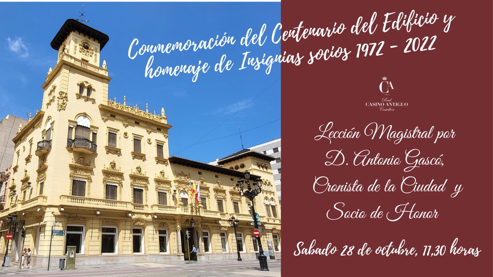 Conmemoración centenario remodelación edificio «Casino Antiguo» (1923-2023)