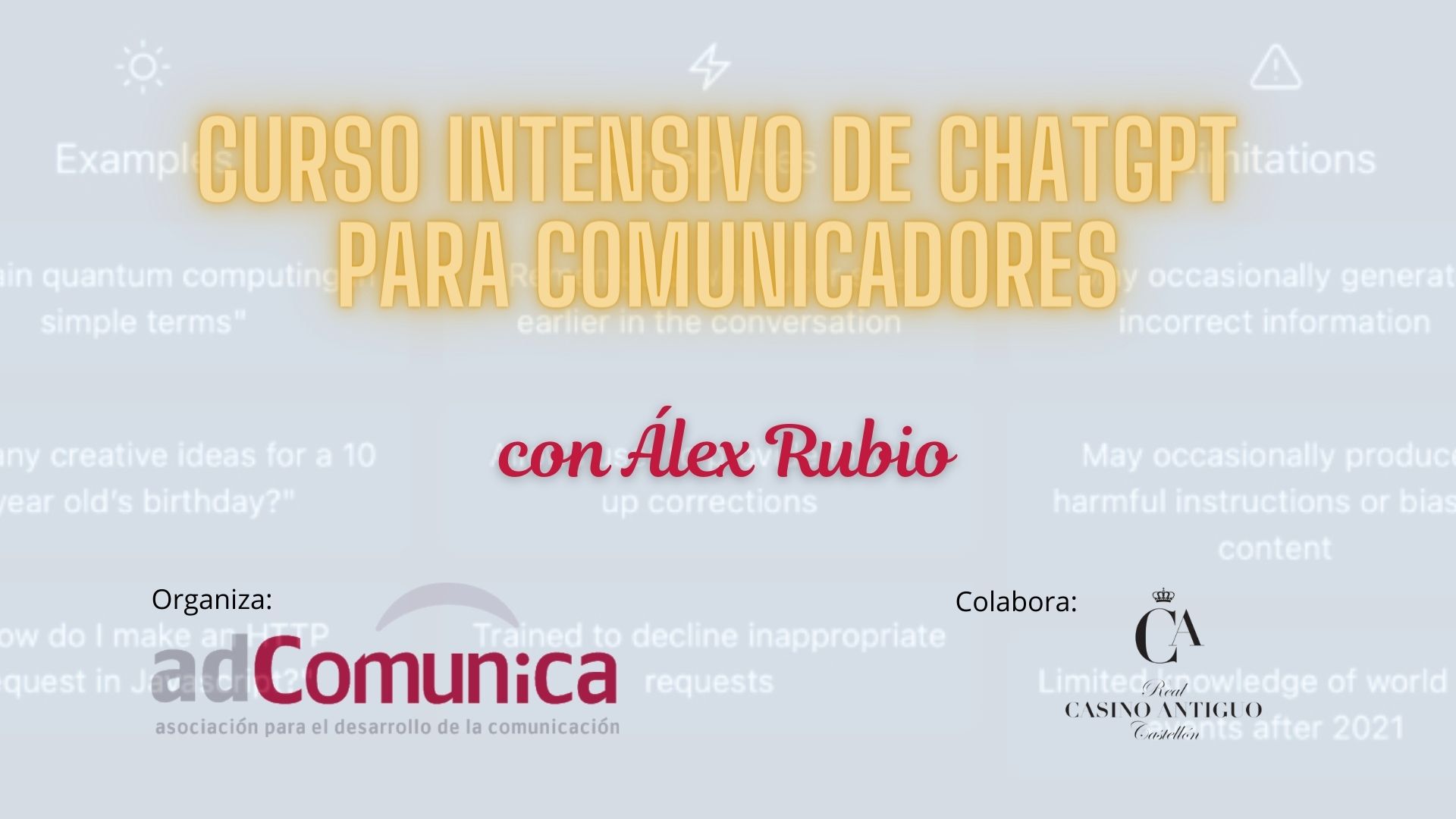 #ChatGPT #Curso #adComunica #RealCasinoAntiguo #Castellón