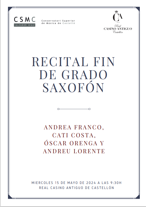 SAXOFÓN – ciclo Matinales y Vespertinos CSMC Salvador Seguí