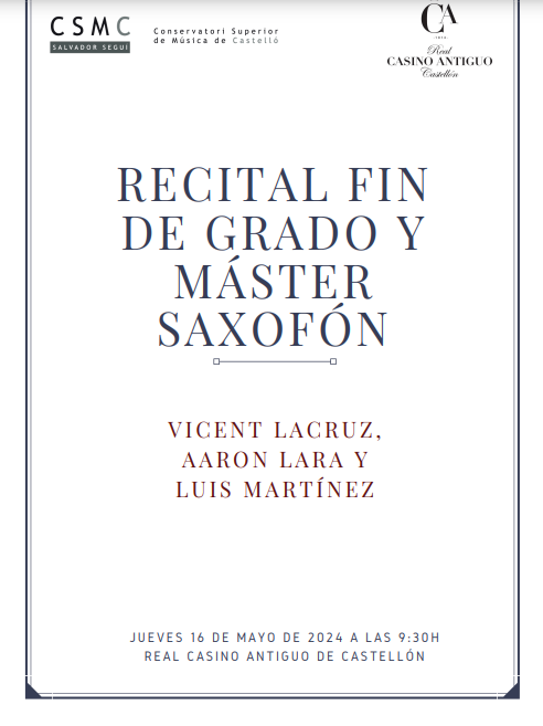 SAXOFÓN – ciclo Matinales y Vespertinos CSMC Salvador Seguí
