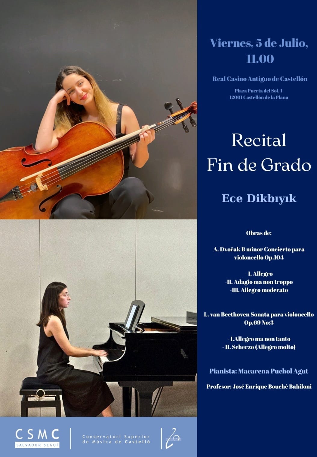 #Recital Fin de Grado #Cello #CSMCSalvadorSegui #RealCasinoAntiguo #Castellon _ 2024
