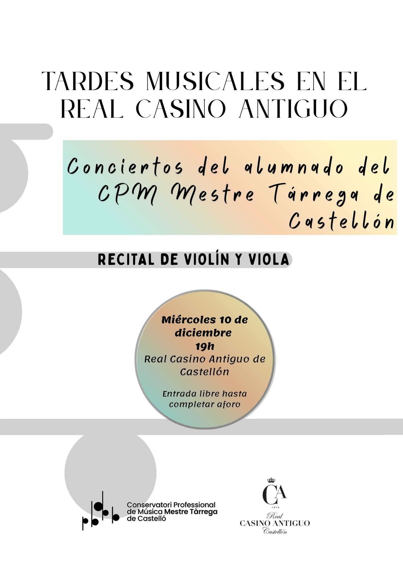 CONCIERTO ALUMNADO – CPMC Mestre Tàrrega