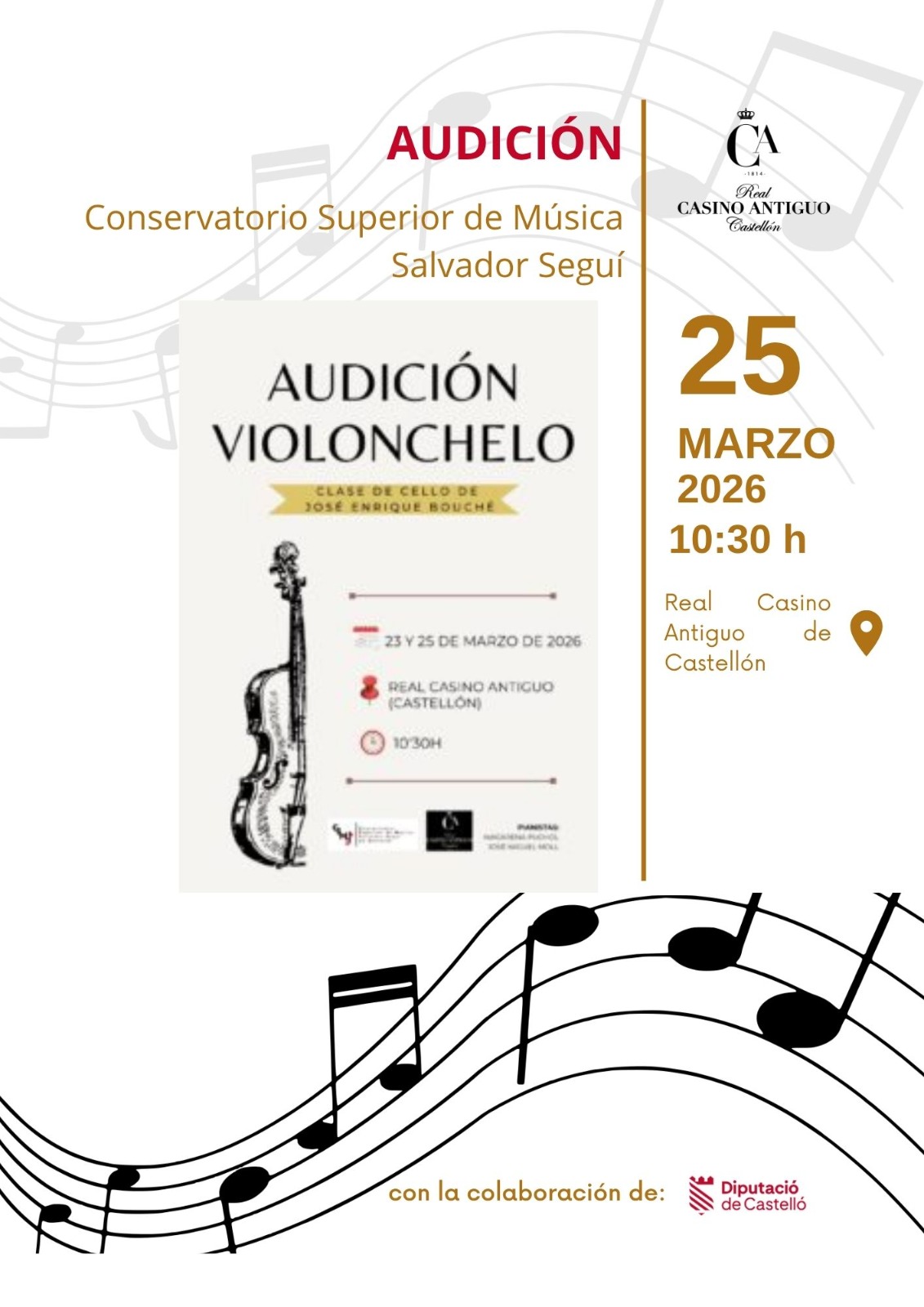 AUDICIÓN DE VIOLONCHELO – CSMC Salvador Seguí